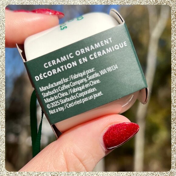 πβ NIB/NWT 2025 Starbucks Ceramic Latte Mug Christmas Tree Ornament Dated - Picture 7 of 8